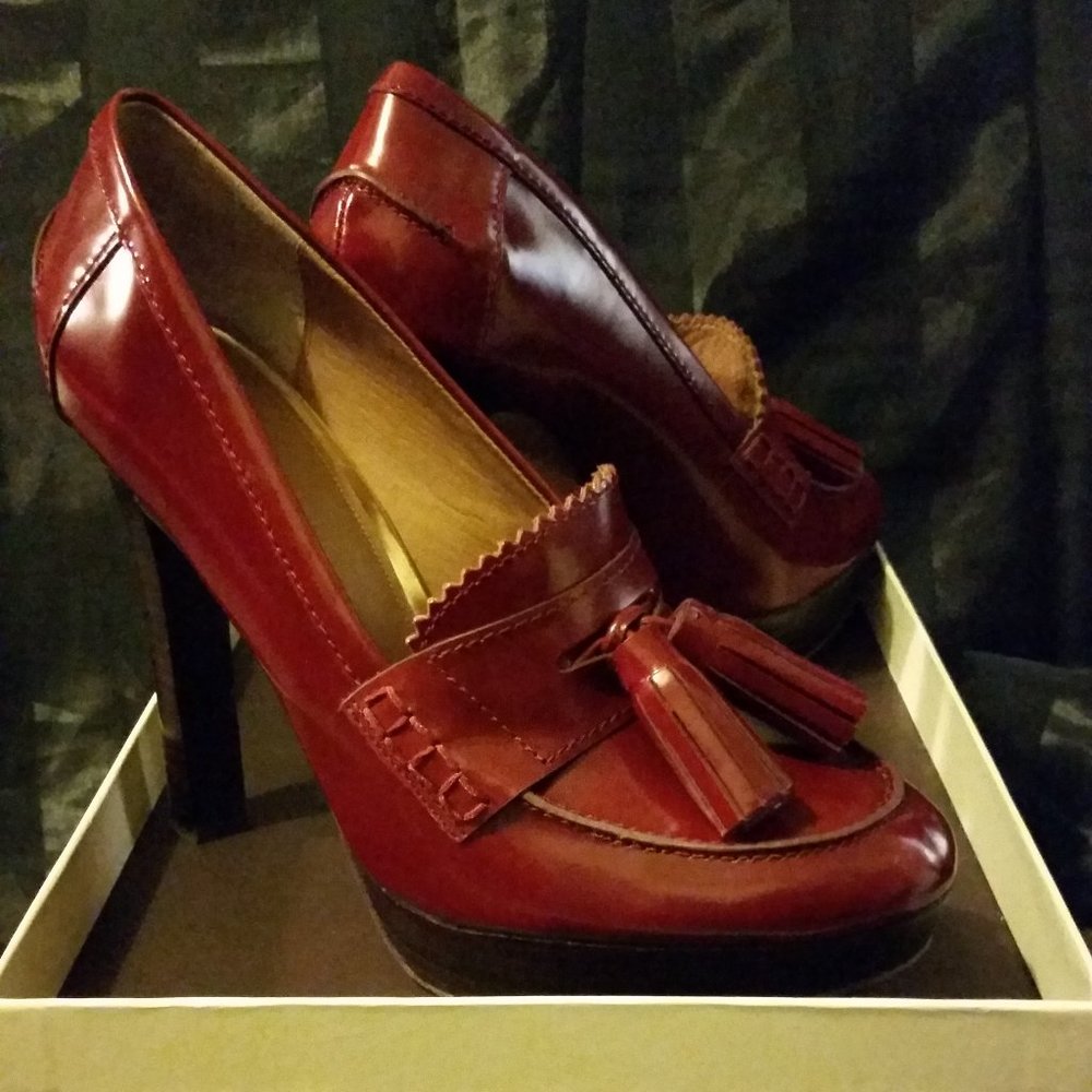 Coach Alisia Box Calf, Dk Cherry, Women US 8.5 B